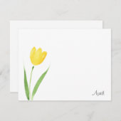 Yellow Tulip Stem Waterverf Note Kaart Notitiekaartje (Voorkant / Achterkant)