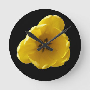 Yellow Tulip Wall-lock Ronde Klok