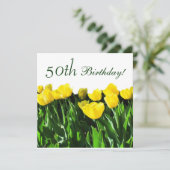 Yellow Tulips 50th Birthday Party Invitation Kaart (Staand voorkant)