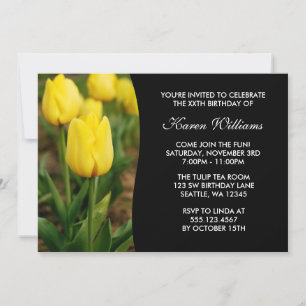 Yellow Tulips Floral Birthday Party Kaart
