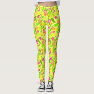 Yellow Tulips Pattern Leggings