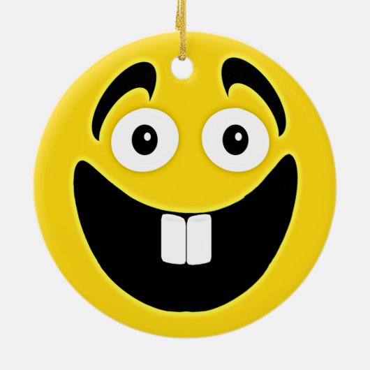 Yellow Two Front Teeth Face Keramisch Ornament (Achterkant)