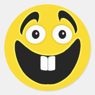 Yellow Two Front Teeth Face Ronde Sticker