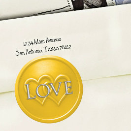 Yellow Two Hearts Intertwined Wedding Ronde Sticker