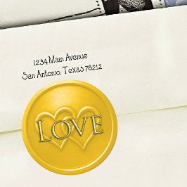 Yellow Two Hearts Intertwined Wedding Ronde Sticker