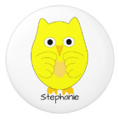 Yellow Uil Design Gepersonaliseerd Keramische Knop (Voorkant)