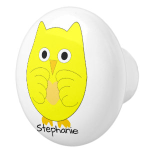 Yellow Uil Design Gepersonaliseerd Keramische Knop