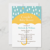 Yellow Umbrella Baby shower Invitation Kaart (Voorkant)