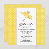 Yellow Umbrella Bridal Shower Invitation Kaart (Voorkant / Achterkant)