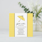 Yellow Umbrella Bridal Shower Invitation Kaart (Staand voorkant)
