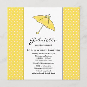 Yellow Umbrella Bridal Shower Invitation Kaart