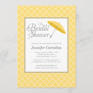 Yellow Umbrella Bridal Shower Invitation Kaart