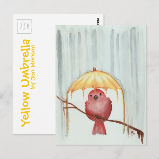 Yellow Umbrella Briefkaart (Voorkant / Achterkant)