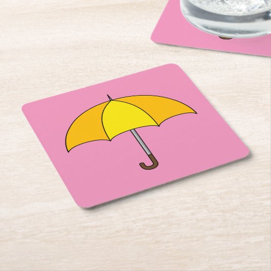 Yellow Umbrella Kartonnen Onderzetters (Schuin)