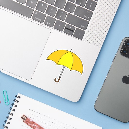 Yellow Umbrella Sticker (Laptop met iPhone)
