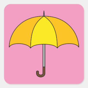 Yellow Umbrella Vierkante Sticker