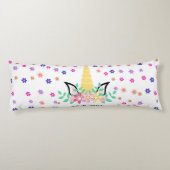 Yellow Unicorn Flower Print Body Pillow Lichaamskussen (Achterkant)