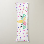 Yellow Unicorn Flower Print Body Pillow Lichaamskussen (Voorkant Verticaal)