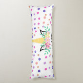 Yellow Unicorn Flower Print Body Pillow Lichaamskussen (Achterkant (Verticaal))