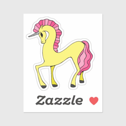 Yellow Unicorn Laptop Sticker (Vel)