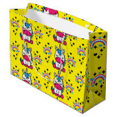 Yellow Unicorn Pony Verjaardag Groot Cadeauzakje (Achterkant Gekanteld)