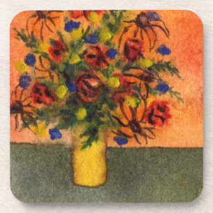 "Yellow Vase" Floral Onderzetter set