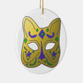 Yellow Venetian Cat Mask Design Keramisch Ornament (Rechts)