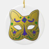 Yellow Venetian Cat Mask Design Keramisch Ornament (Achterkant)