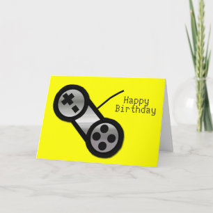 Yellow Vidoe Gaming Birthday Card Kaart