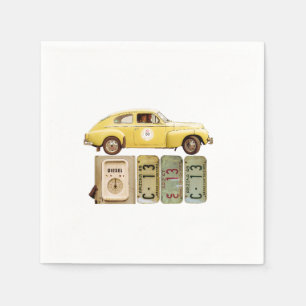 Yellow Vintage-auto Servetten