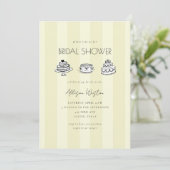 Yellow Vintage Cake Bridal Shower Invitation Kaart (Staand voorkant)
