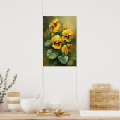 Yellow Violas Flower Art Print Poster (Keuken)