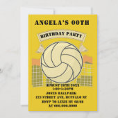Yellow Volleyball Birthday Party Invites (Voorkant)