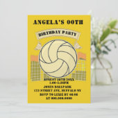 Yellow Volleyball Birthday Party Invites (Staand voorkant)
