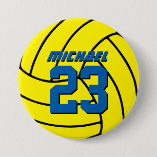 Yellow Volleyball Sportteam Button Pin