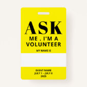 Yellow Volunteer Badge (Achterkant)