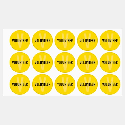 Yellow Volunteer Badge Labels (Vel)