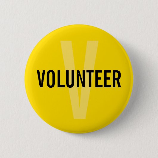 Yellow Volunteer Badge Ronde Button 5,7 Cm (Voorkant)