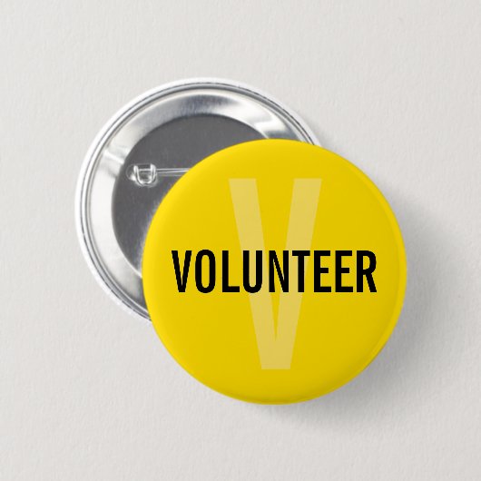 Yellow Volunteer Badge Ronde Button 5,7 Cm (Voorkant /achterkant)