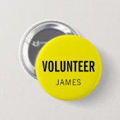 Yellow Volunteer Name Staff Event Button (Voorkant /achterkant)