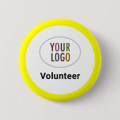 Yellow Volunteer Staff Button Badge Company Logo (Voorkant)