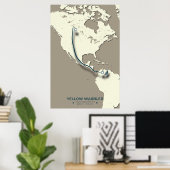 Yellow Warbler Migration Map – Minimalistische Vin Poster (Thuiskantoor)