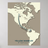 Yellow Warbler Migration Map – Minimalistische Vin Poster (Voorkant)