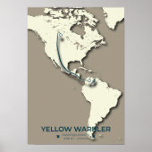 Yellow Warbler Migration Map – Minimalistische Vin Poster (Voorkant)