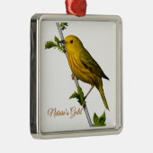Yellow Warbler "Natuur's Gold" Kerstversiering Metalen Ornament (Rechts)