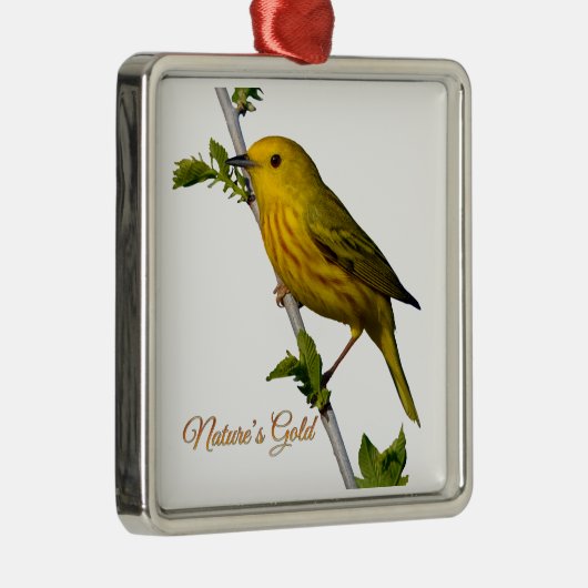 Yellow Warbler "Natuur's Gold" Kerstversiering Metalen Ornament (Rechts)