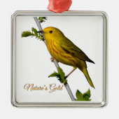 Yellow Warbler "Natuur's Gold" Kerstversiering Metalen Ornament (Voorkant)