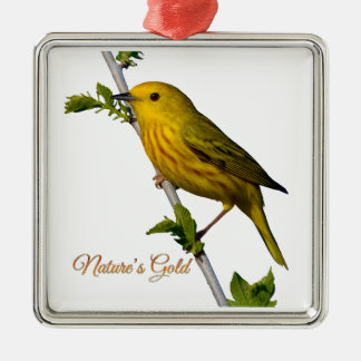 Yellow Warbler "Natuur's Gold" Kerstversiering Metalen Ornament