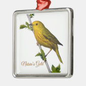Yellow Warbler "Natuur's Gold" Kerstversiering Metalen Ornament (Links)