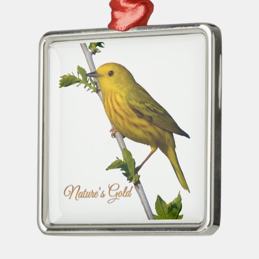 Yellow Warbler "Natuur's Gold" Kerstversiering Metalen Ornament (Links)